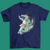 Navy Blue Tshirt with a Dinosaur doing Karate