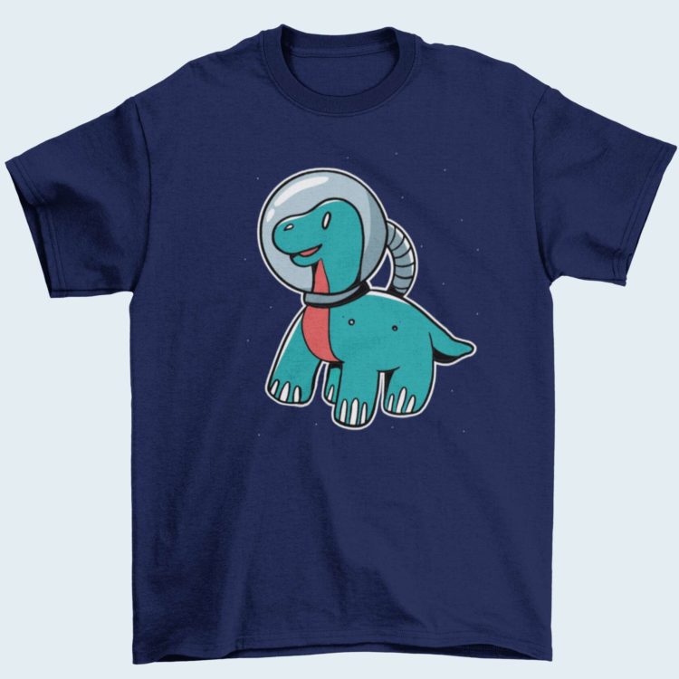 Space Dino on a Navy Blue tshirt