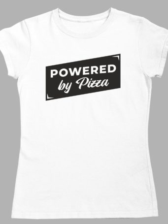 Powered By Pizza White Tshirt