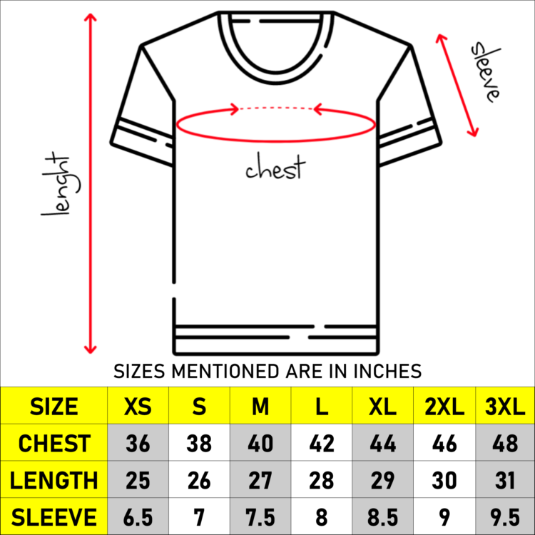 Mens Regular Tshirt Size Chart
